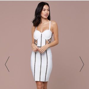 NWT BEBE maia bandage white dress